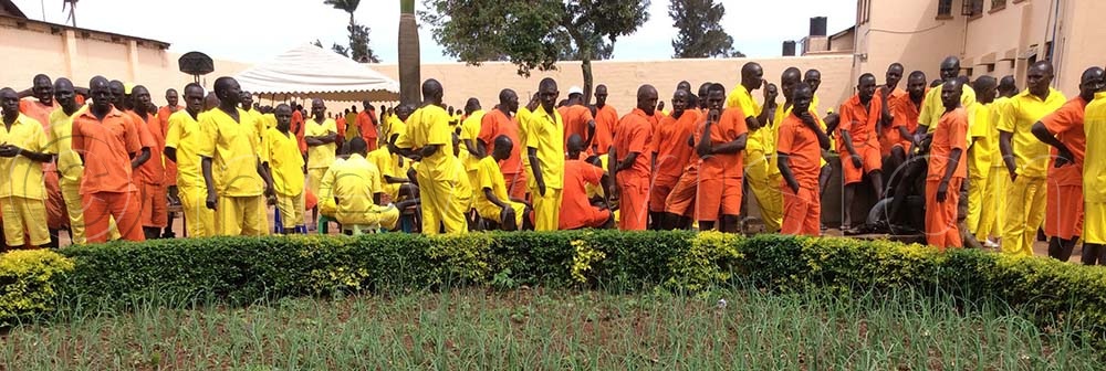 Prisoners of Luzira Upper prison assemble within the green belts for an HIV testing and counselling exercise. (Credit: Petride Mudoola)