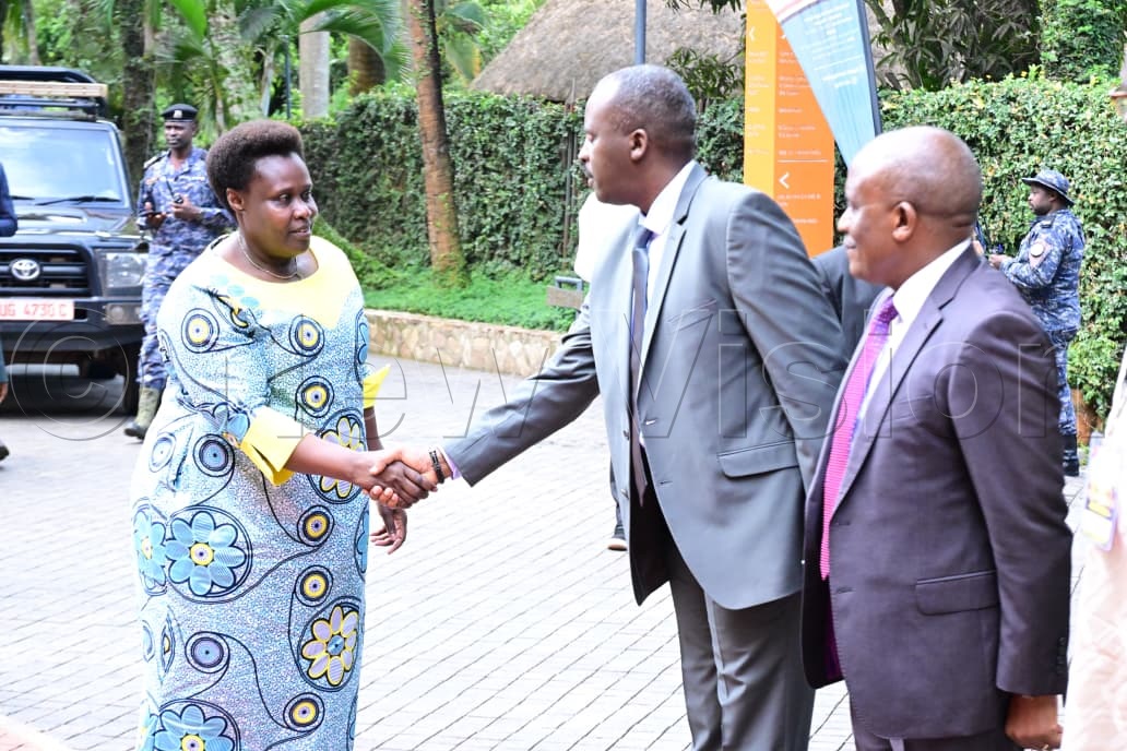 VP Alupo greeting Gen. David Muhoozi.