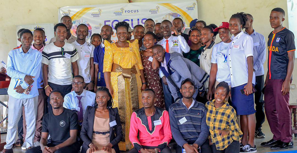The Commissioner for National Patriotism Secretariat Corps at State House, Hellen Seku, posing for a photo with some university students during the Focus Annual National Students&rsquo; Easter Camp held at the Focus Camp Training Centre in Garuga on Good Friday. (Courtesy photo)