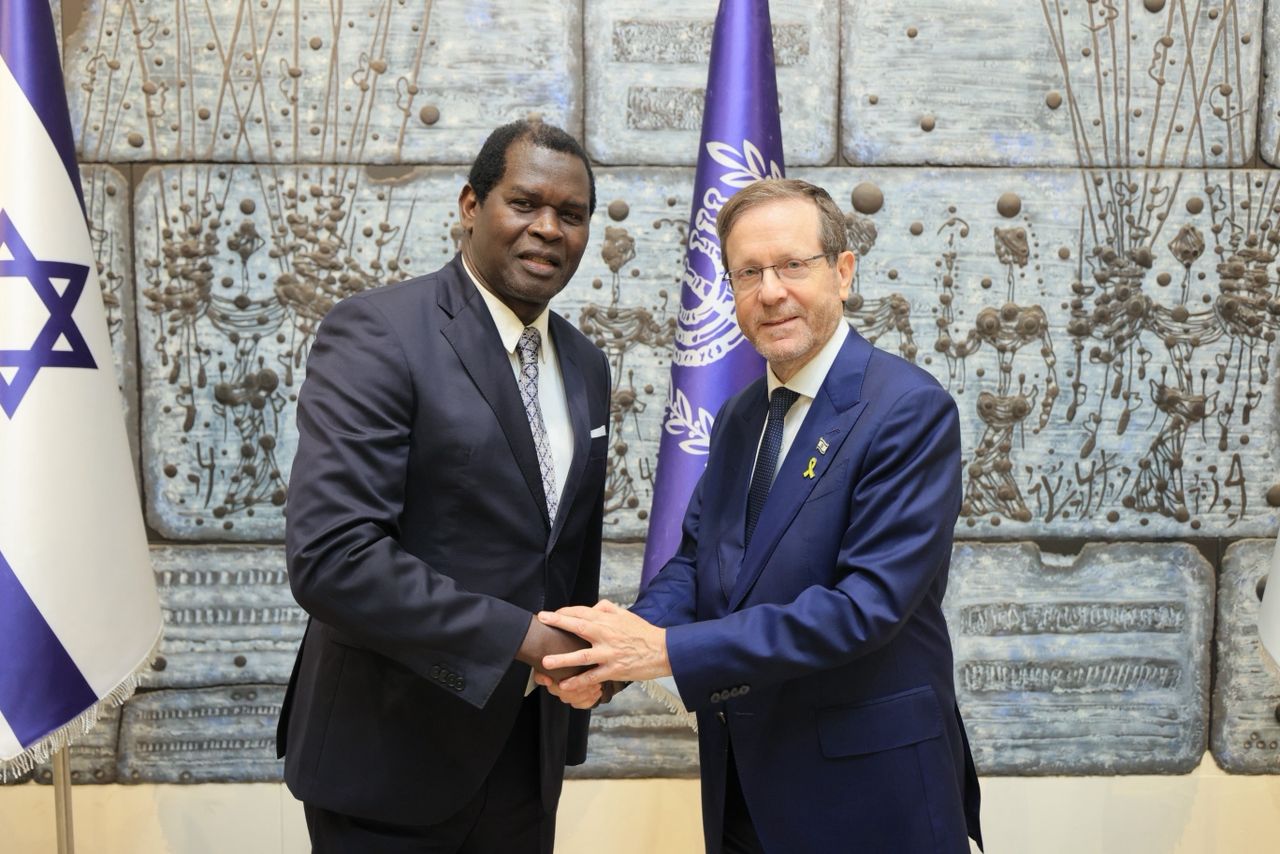 Ps. Kayanja with President Herzog in Jerusalem on Wednesday, October 29. (Courtesy Photo)