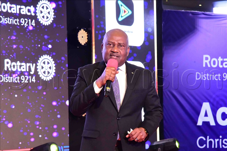 Emmanuel Katongole, the Rotary International director, speaking at the launch of the new Rotary Year with a powerful theme: 'Together, One Act at a Time.' (Credit: Eddie Ssejjoba)
