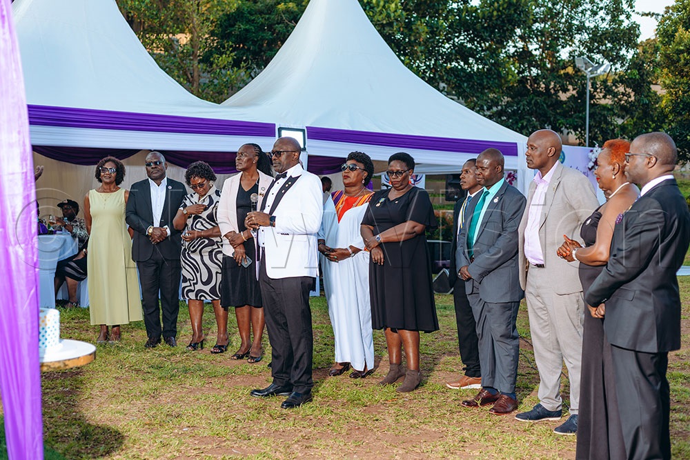 Muhwezi is accompanied by his Cabinet during his installation ceremony. (Photo by Nelson Kiva)
