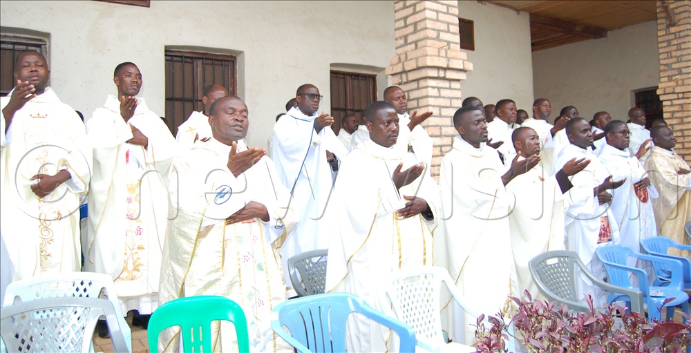 A spectacle of Catholic priests during the progression of the Pontifical mass for the professions celebration of the Bannabiikira/Bwanda Sisters during the function at Bwanda Convent , in Kalungu District on Thursday, January 8, 2026. 