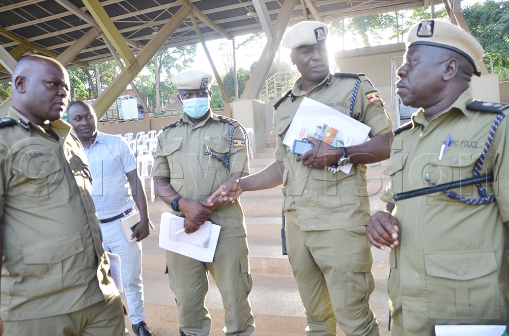 Police officers after their Uganda Martyrs National preparation meeting at Uganda Martyrs premises Namugongo on Tuesday, April 29, 2025. (PHOTO BY JULIET ANNA LUKWAGO)