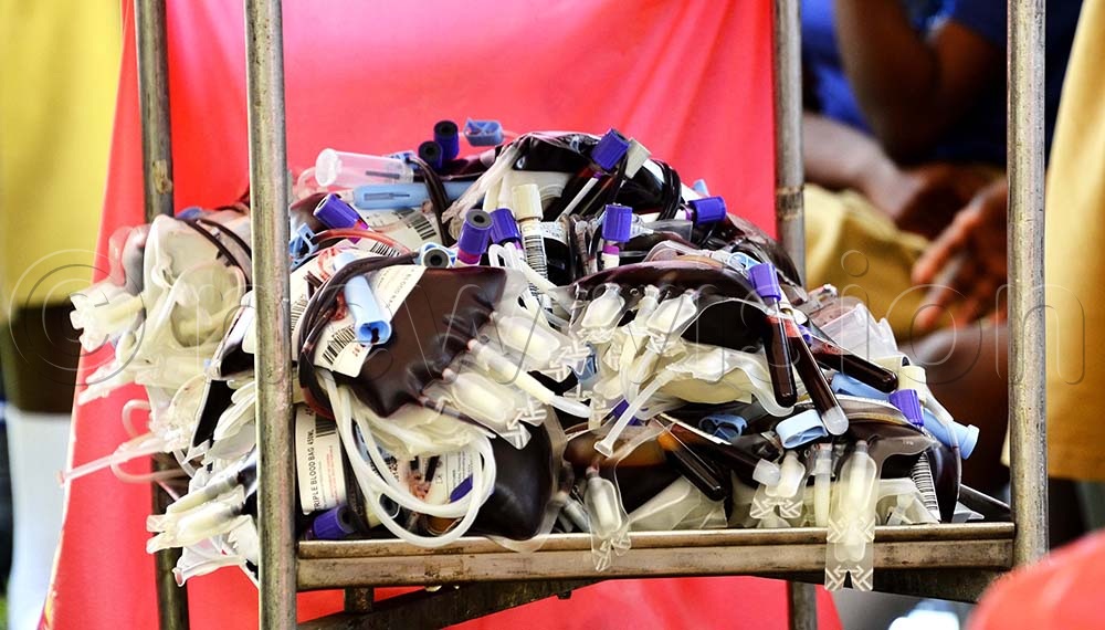 Some of the blood units collected at Entebbe Secondary school on 1st July 2026. (Credit: Juliet Kasirye)