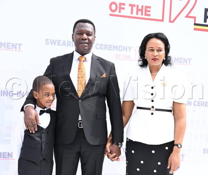 Hon. Jennifer K Mujungu with family present for the swearing-in ceremony in the 12th Parliament of Uganda as Women Member of Parliament (MP) of Ntoroko District. (Photo by Ponsiano Nsimbi)