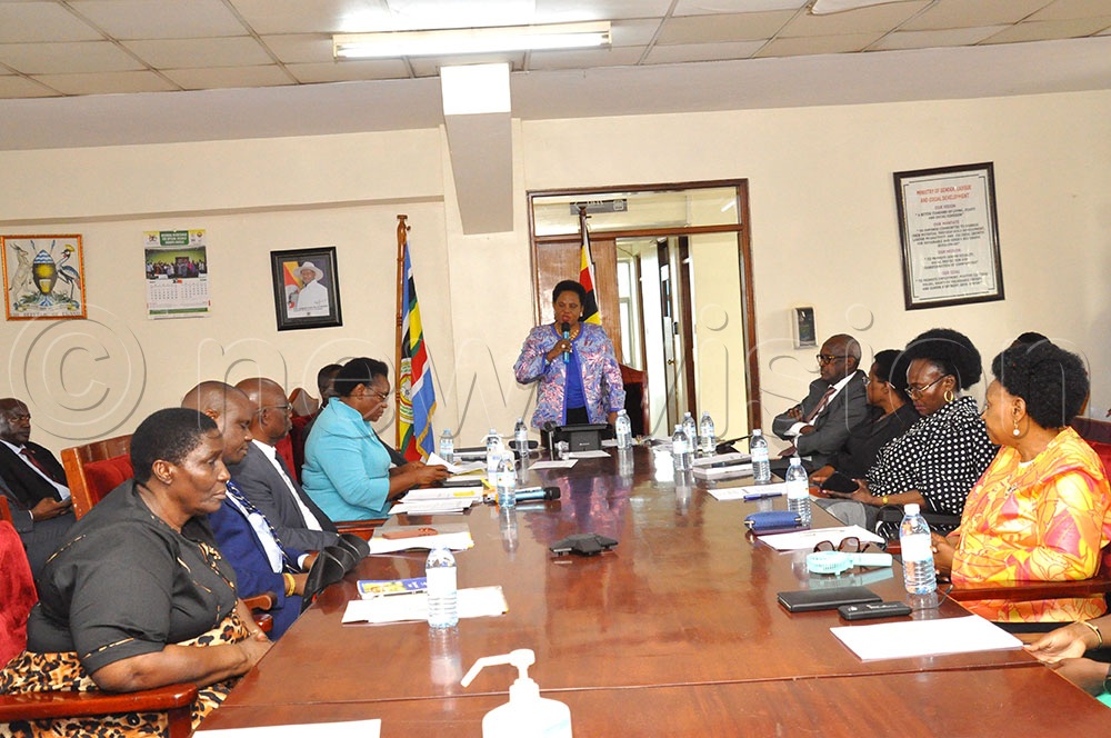 Betty Amongi outgoing Minister of gender remarks during the handover ceremony at Ministry of Gender head offices in Kampala on June 10, 2026. (Credit: Nancy Nanyonga)