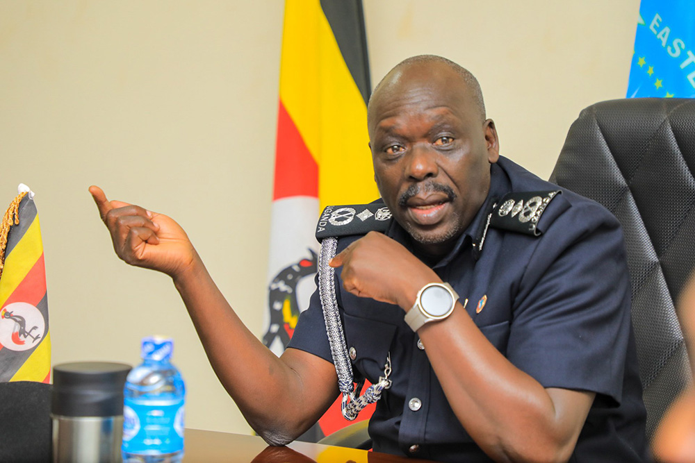 The Deputy Inspector General of Police, James Ocaya, addressing the meeting between the Uganda Police Force and senior officers of the East African Standby Force. (Credit: Police)