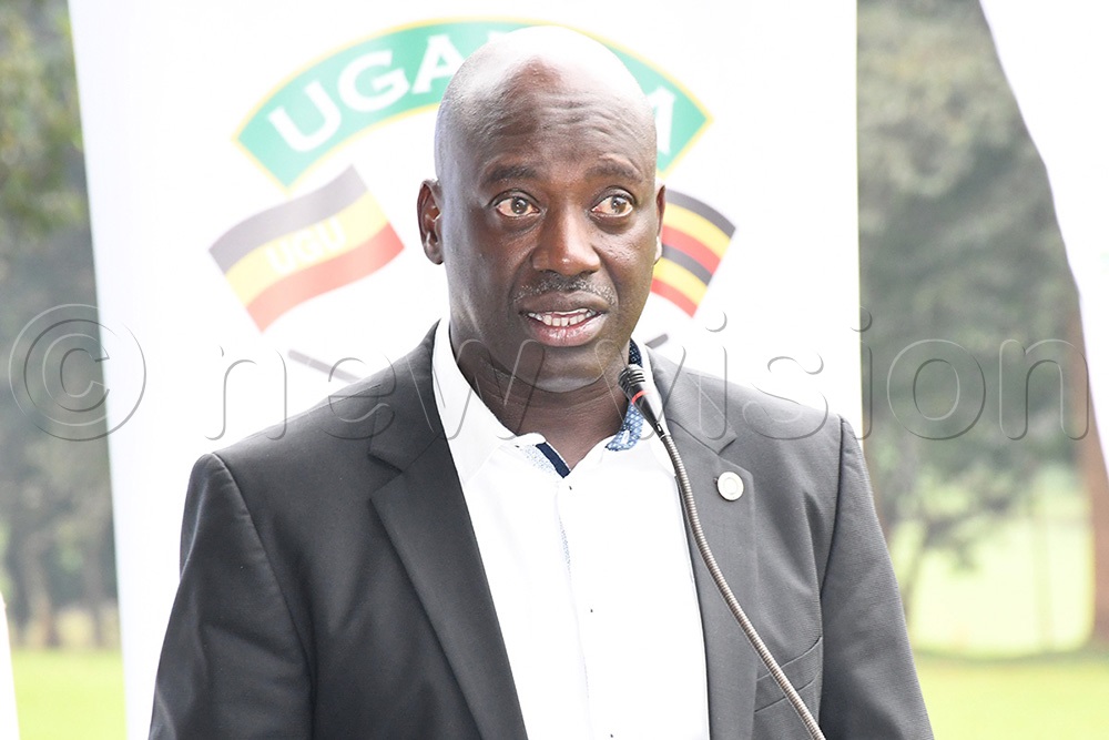 The Pearl of Africa Golf Series chairman Edward Nyatia addresses the press during the launch of the Pearl of Africa Golf Series at Kitante, on January 28, 2025. (Credit: Michael Nsubuga)