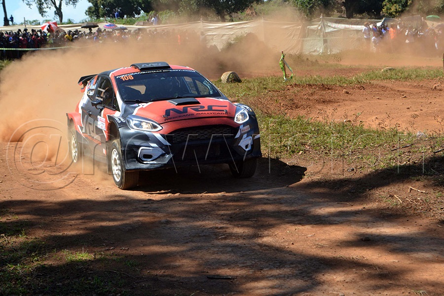 Winner Moses Lumala in his powerful Ford Fiesta Proto during the fundraising Lwakataka Sprint in Garuga. Photo by Gerald Kikulwe
