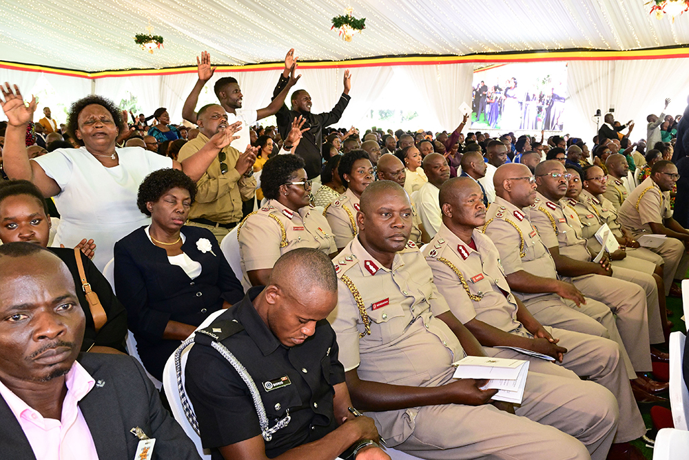 Some of the officers of Uganda Prison Services and other guests who turned up for national thanksgiving prayers at State House Entebbe on Friday Dec 12, 2025. (PPU Photo)