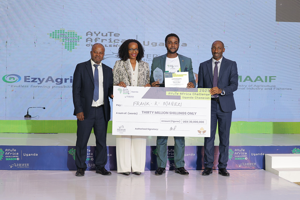  The first runner-up, Frank Magezia, co-founder of Afri Milk Check, a technology that allows farmers to check the quality of milk on site, took home sh30 million.