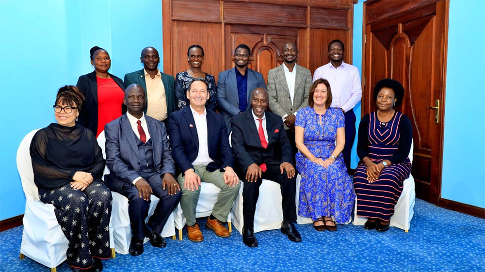 The University of the West of England (UWE) and Kyambogo University delegations pose for a group photo. (Photo by Ivan Tsebeni)