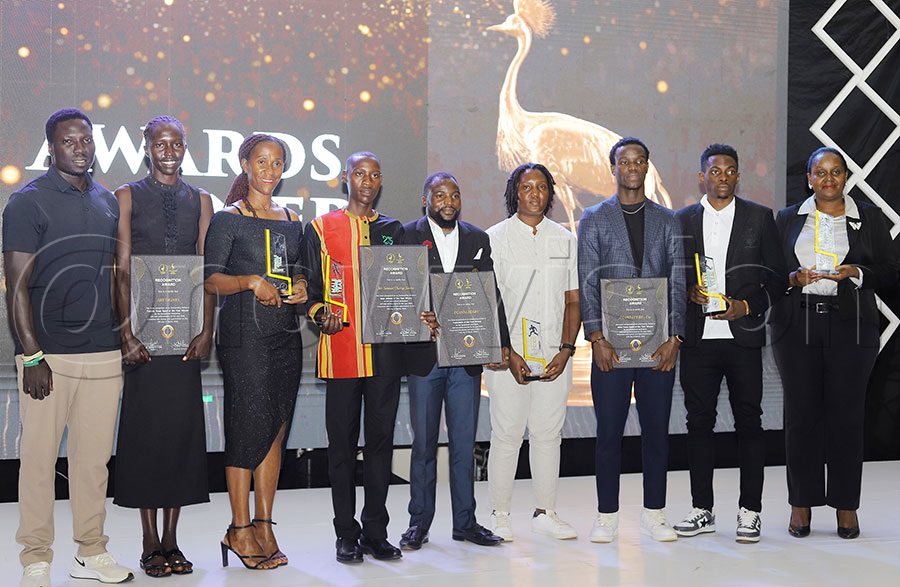 Winners of the 2025 UOC AWARDS pose for a Photo with he plaques and certificates at the UOC Awards Dinner at the Mestil Hotel on Saturday March 14,2026. PHOTO: Johnson Were
