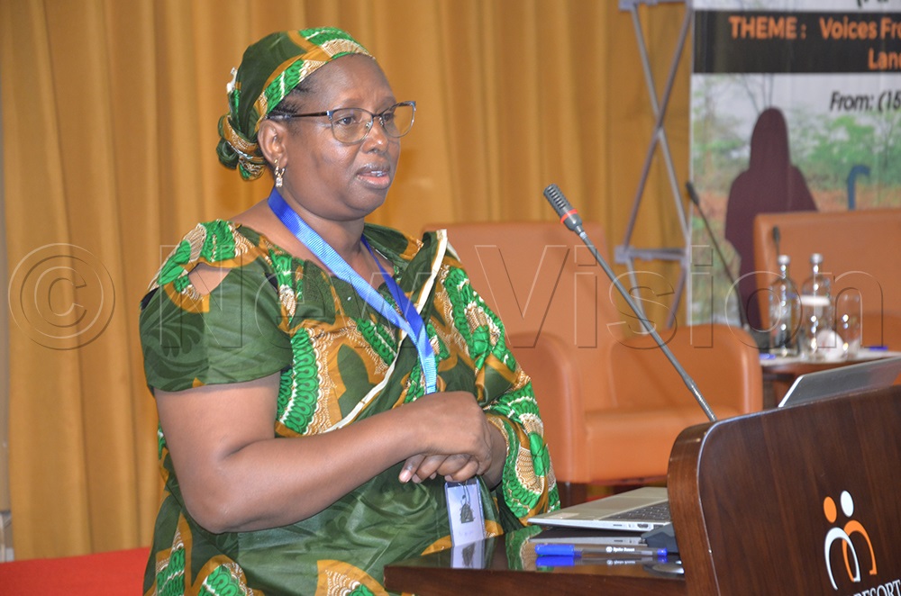 Ali Aii Shatu, Gender and Women Coordinator, Cameroon, presenting at the African Pastoralism Women's Gathering held at Munyonyo, Kampala. (Photo by Olandason Wanyama)