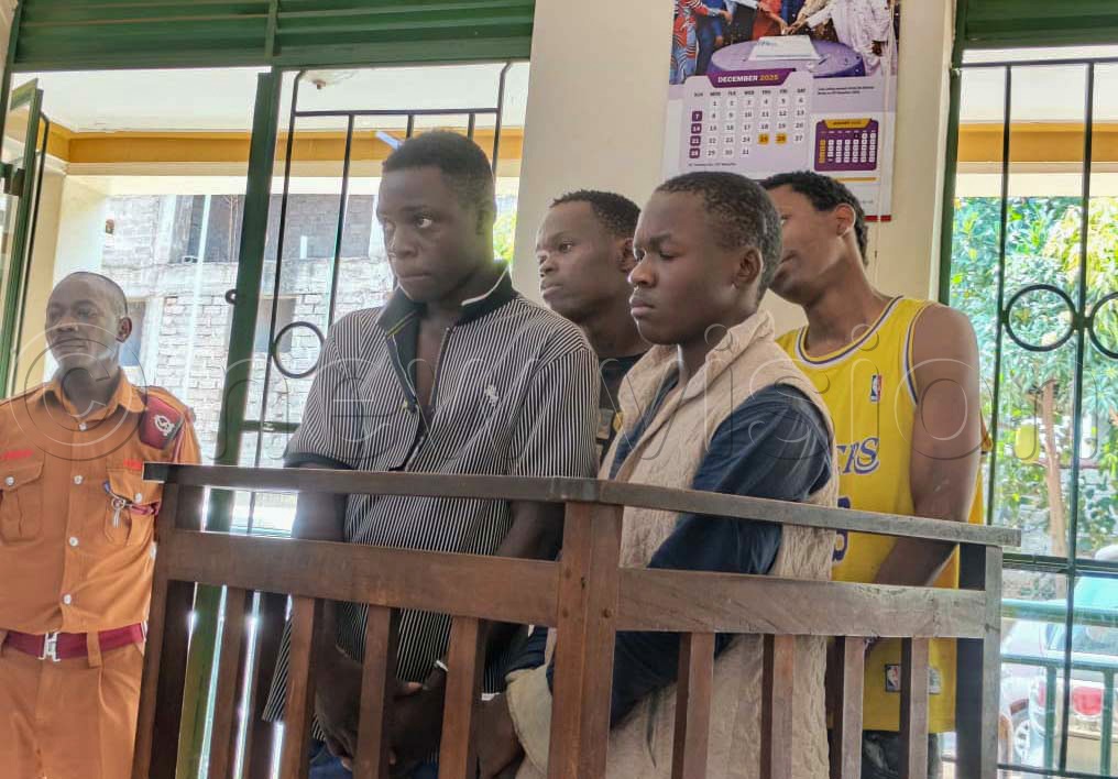 Four men charged with the murder of SC villa captain David Owori appearing before Makindye Chief Magistrates Court in Kampala on 21st August 2026. (Photo by Barbara Kabuhumuza)