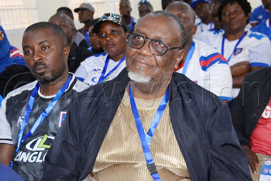 Villa fan Godfrey Kasiita and others during the general assembly at East High