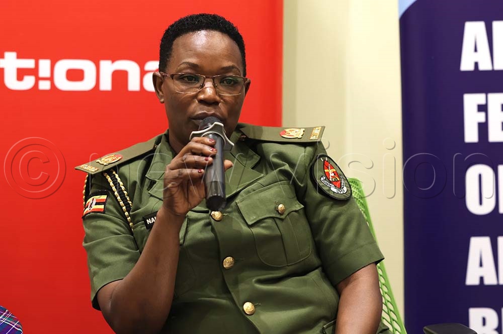 Maj. Jacquelyn Nakayenze from the UPDF Gender Unit speaking at the event. (Credit: Jeff Andrew Lule)