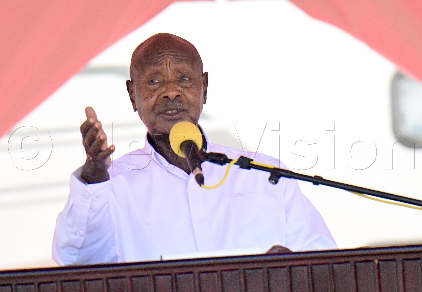 President Museveni delivering his speech. (Credit: Maria Wamala)