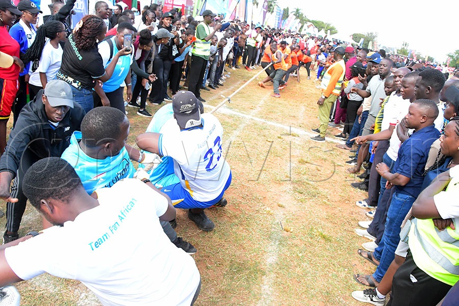 Bankers compete in Tug of War at Kambogo. Photo: Silvano Kibuuka