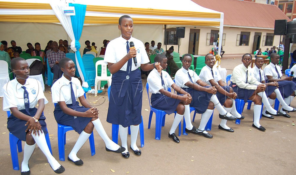 Caltec Academy students reciting a poem in praise of the Brothers of Christian Instruction. (Photo by Mathias Mazinga)