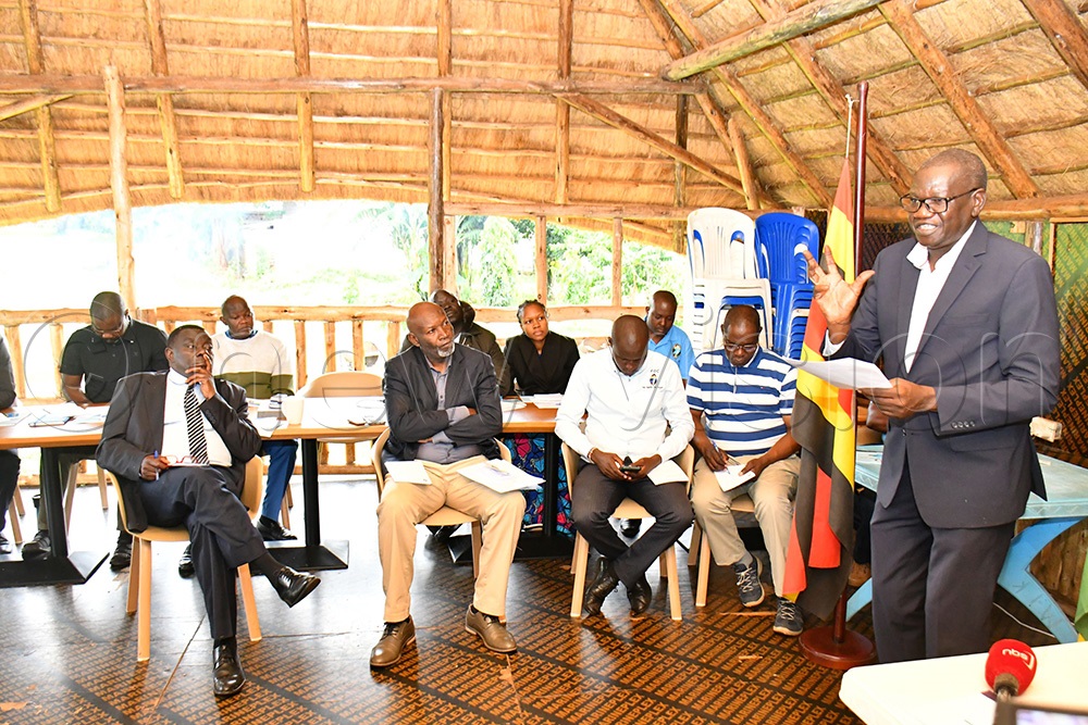 FDC Party president Patrick Oboi Amuriat (right) addressing FDC-elect Member of Parliament during a retreat at Mountain Inn at Kiyindi landing site in Buikwe district on May 10th. (Photo by Donald Kiirya)
