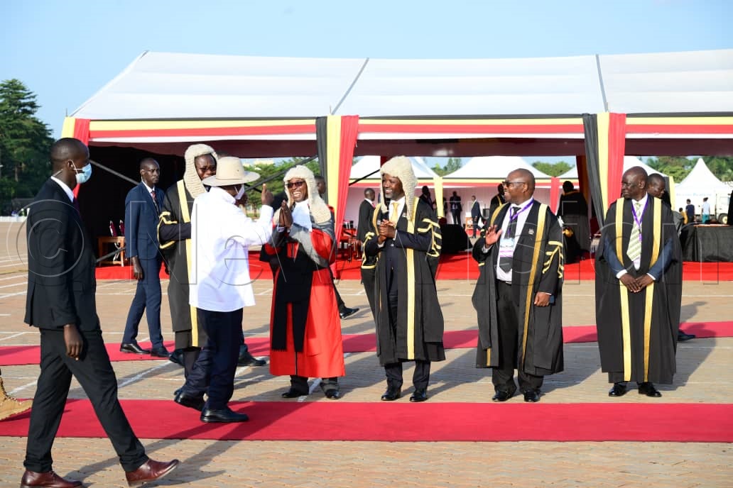 President Museveni leaves the gathering of the 12th Parliament. (Credit: Maria Wamala).