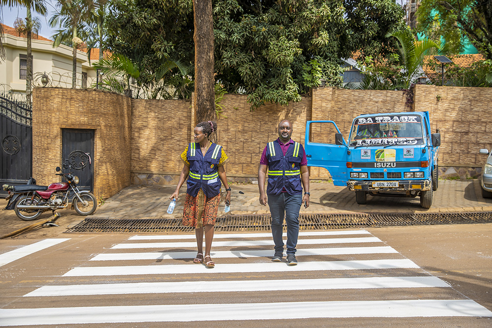 Partners launched a road safety campaign in Naguru, Kampala, where they painted a pedestrian lane to provide pupils with a clearly marked crossing point. (Courtesy photo)