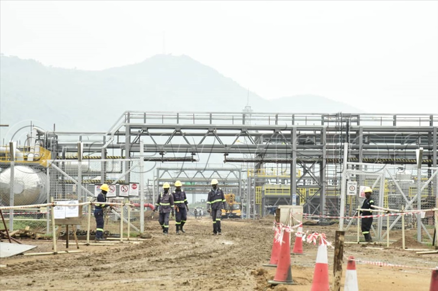 Work on progress at the Central Processing Facility at Kingfisher oil field.
