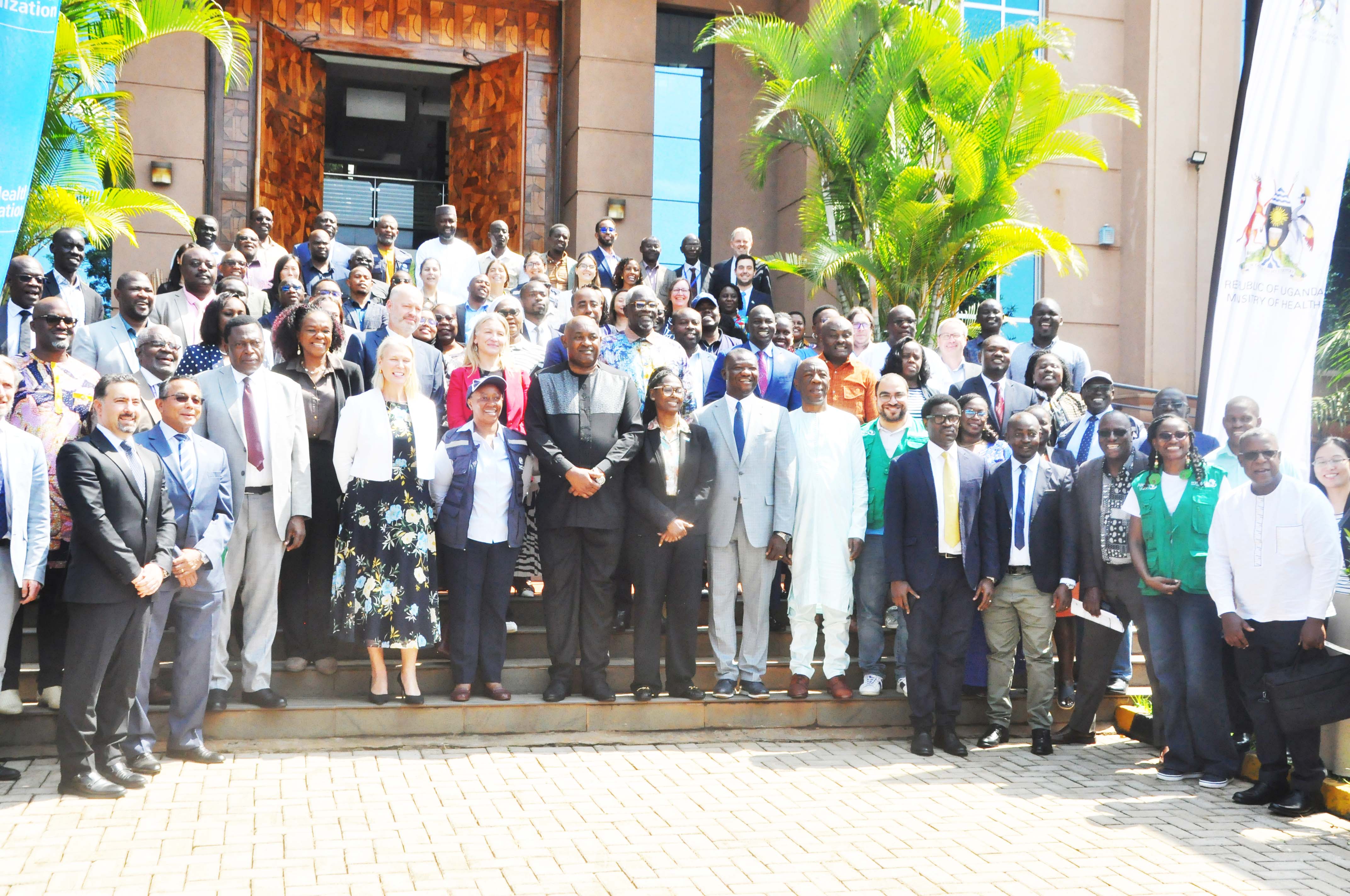 Officials from Government, Makerere University and international agencies during the launch of the Continental Incident Management Support Team (IMST) command centre focusing on the Bundibugyo Ebola virus at the Infectious Diseases Institute (IDI) at Makerere University. 