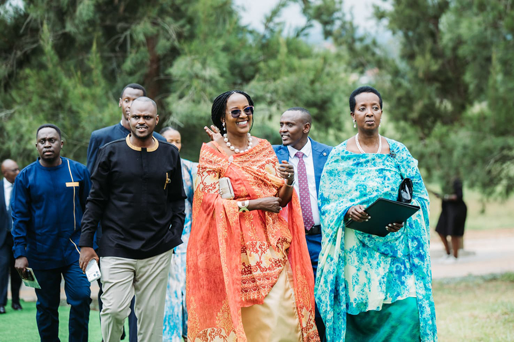 Mrs Allen Kagina (right) arrives for the event.