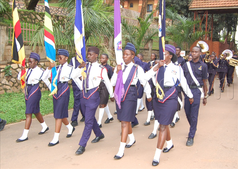 The Boys and Girls' Brigade Colour Party/Brass ensemble leading the reception procession of the Kiwanukas after the clerics' 25th wedding anniversary thanksgiving service at Namirembe Cathedral on Tuesday, December 30-, 2025.