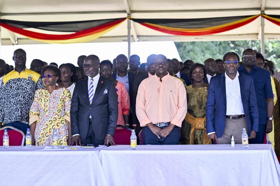 (L-R): Minister of Health Dr Jane Ruth Aceng, Government Chief Whip Denis Hamson Obua, State Minister for Youth and Children Affairs Balaam Barugahara, and State Minister for Northern Uganda Dr Kenneth Omona.