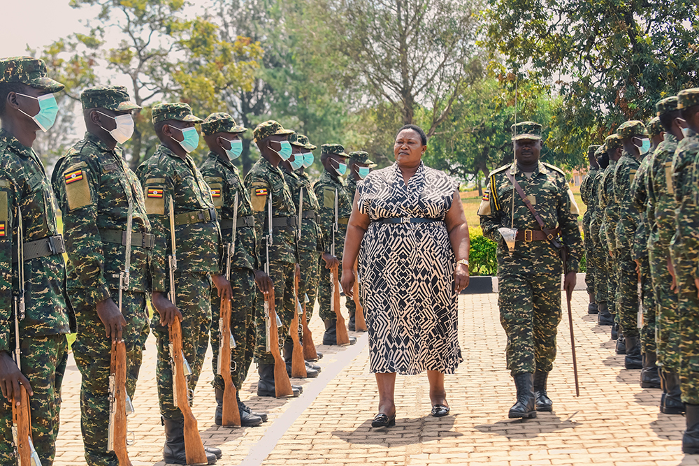 Minister for the Presidency, Babirye Milly Babalanda, given a guard of honor. (Courtesy photo)