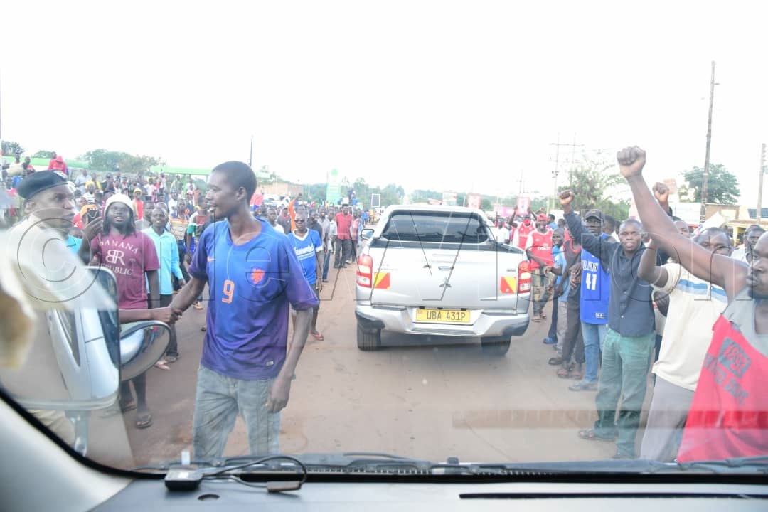 Bobi Wine supporters in Luwero on Monday. Photos by Eddie Ssejjoba