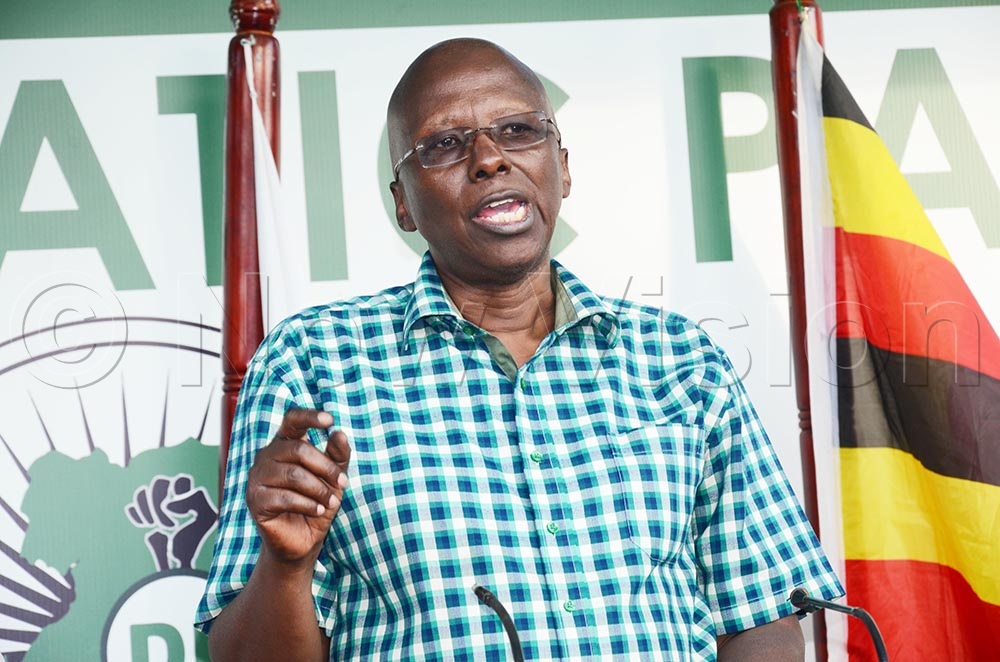 DP electoral commission chairperson, Kennedy Mutenyo addressing the press conference at DP Headquarters Balintuma Road on the Independence Day celebrations. (Credit: Isaac Nuwagaba) 