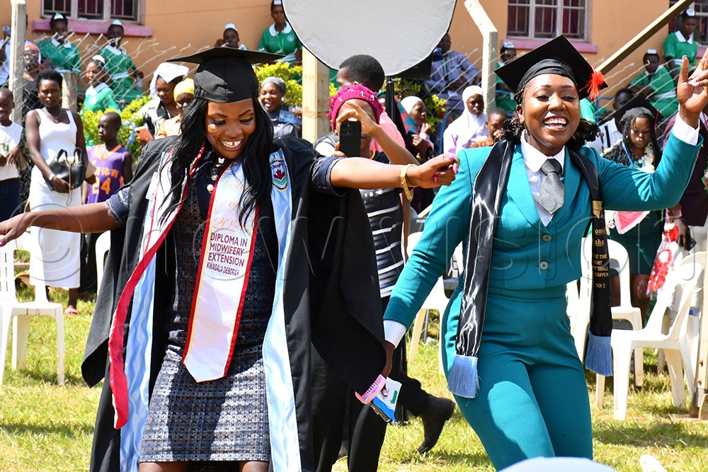 Some of the students jubilating while at the 6th graduation ceremony of Lubega Institute of Nursing and Health Professionals at Busei village in Iganga district on May 30th, 2026. (Photo by Donald Kiirya)