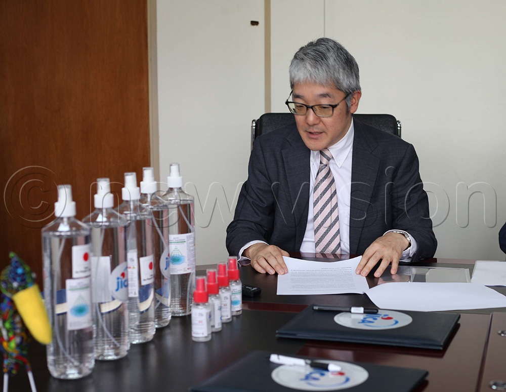 JICA Country Representative Osaki Mitsuhiro said the sanitisers were procured under the agency's project on Patient Safety Establishment in response to a request from the Ministry of Health. (Photo by John Musenze)