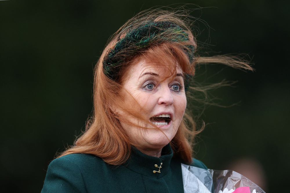 (FILES) Sarah, Duchess of York reacts outside after attending the Royal Family's traditional Christmas Day service at St Mary Magdalene Church on the Sandringham Estate in eastern England, on December 25, 2023. (AFP)