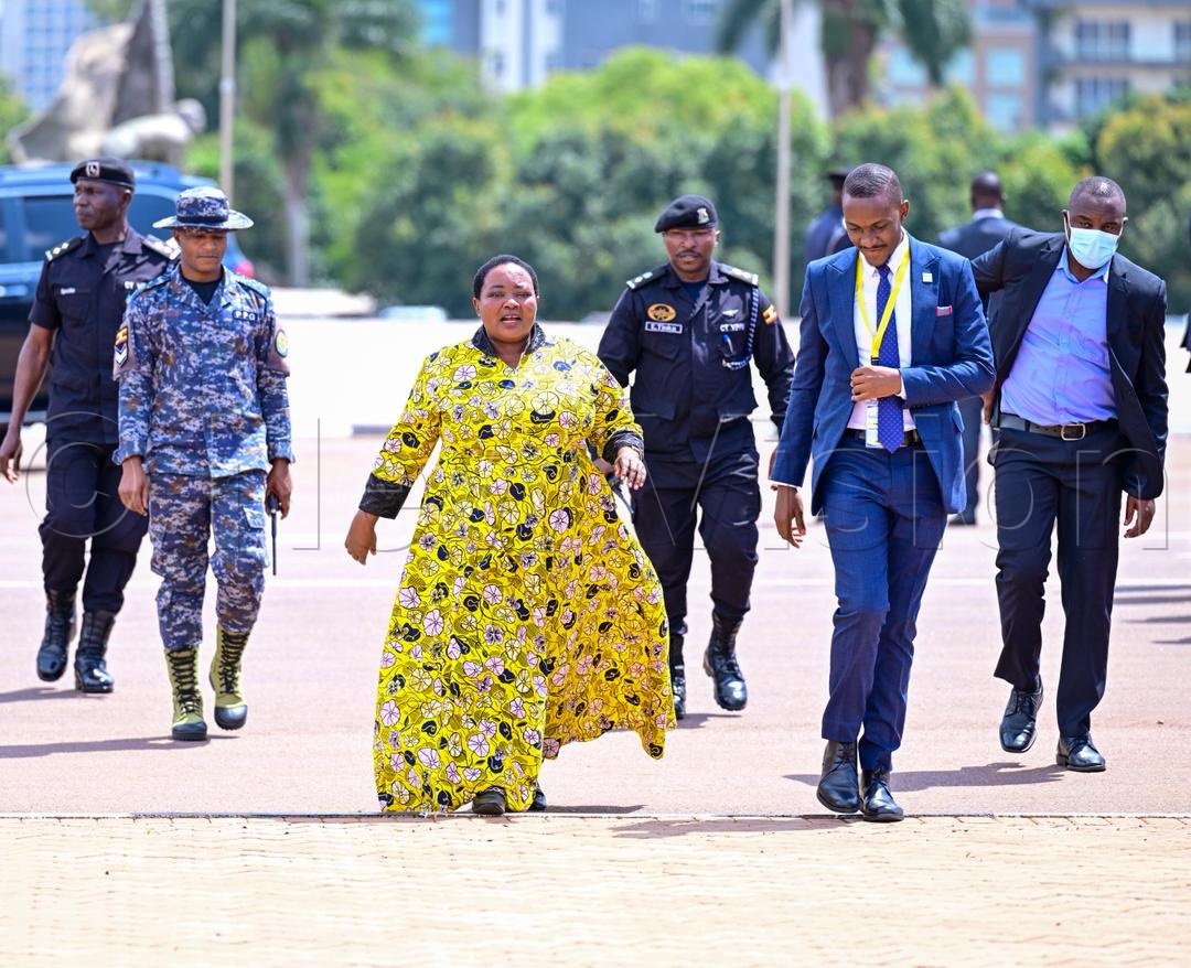 Rt Hon. Robinah Nabbanja, the Prime Minister of Uganda arriving for the State of the Nation Address. (Credit: Miriam Namutebi)