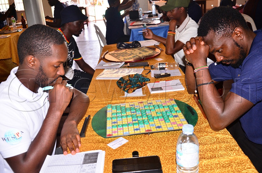 Some of the participants taking part in the Kenneth Kaheru Memorial Scrabble tournament on day two at the Jinja Golf Club in Jinja. By Jackie Nambogga