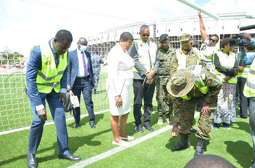  Speaker of Parliament Anita Among during the inspection of the works at Mandela National Stadium. (Photo by Edith Namayanja)