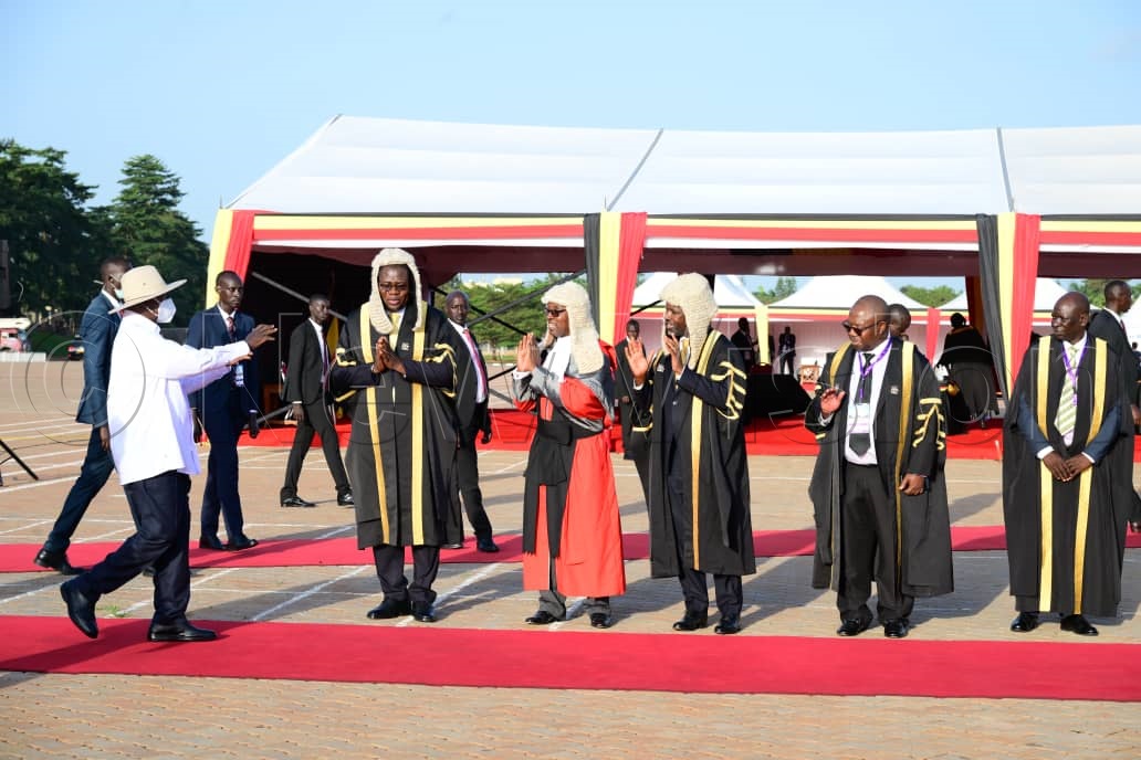 President Museveni leaves the gathering of the 12th Parliament. (Credit: Ponsiano Nsimbi).