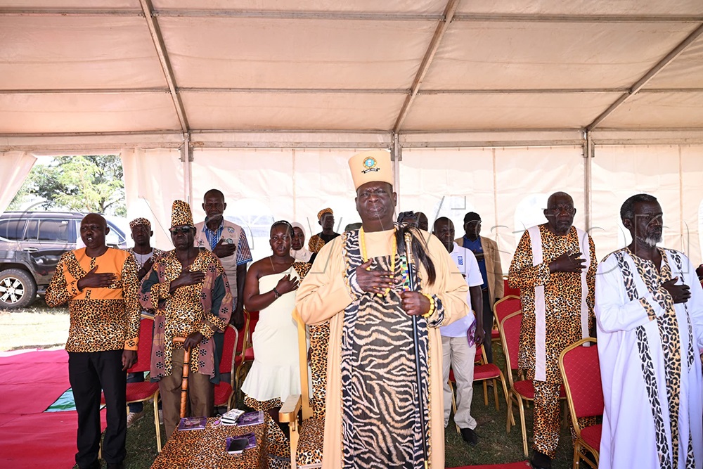 Paramount chief of Iteso Sande Paul Emolot and other cultural leaders in attendance of the burial. (Credit: Godfrey Ojore)
