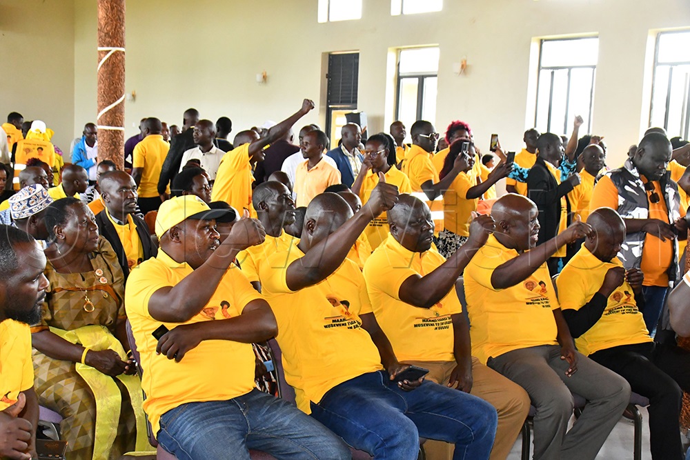 Leaders from Busoga attending the launch of Busoga sub-region Task Force to campaign for President Yoweri Museveni. (Photo by Donald Kiirya)