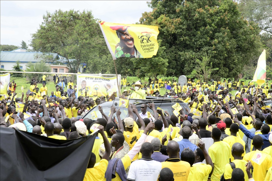 President Yoweri Museveni arrives at Apac Boma Grounds in Apac district.