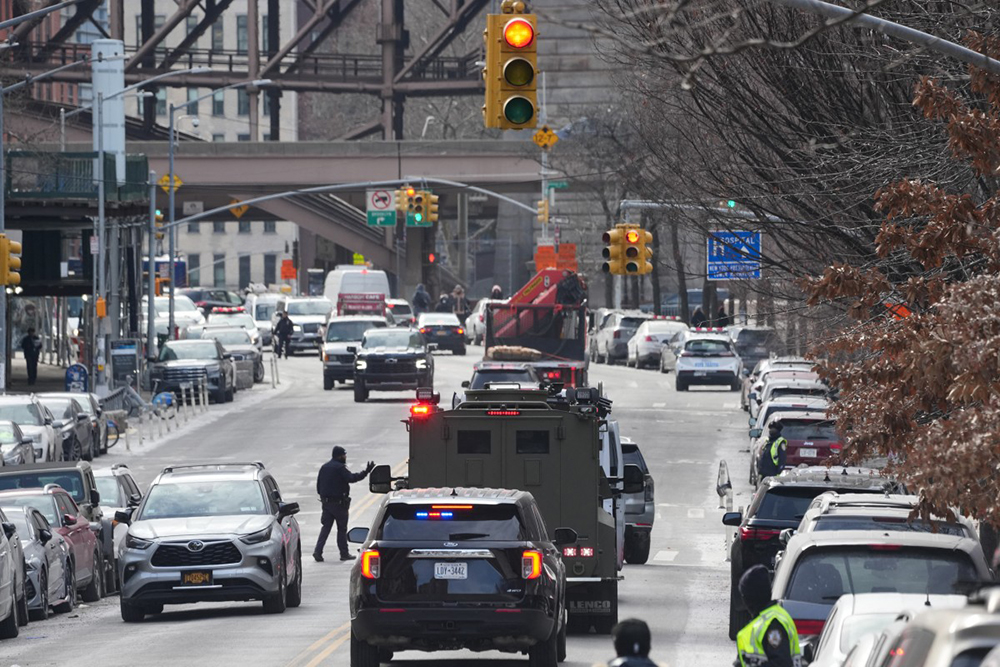 A convoy believed to be carrying ousted Venezuelan president Nicolas Maduro departs the Daniel Patrick Moynihan United States Courthouse after Maduro attended his arraignment hearing on January 5, 2026, in New York. (AFP)