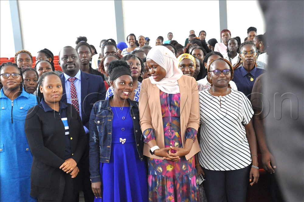Aminah Zawedde Permanent Secretary Ministry of ICT interacting with some of the participants during the digital skilling training for women at National ICT innovation Hub on July 15, 2025. 