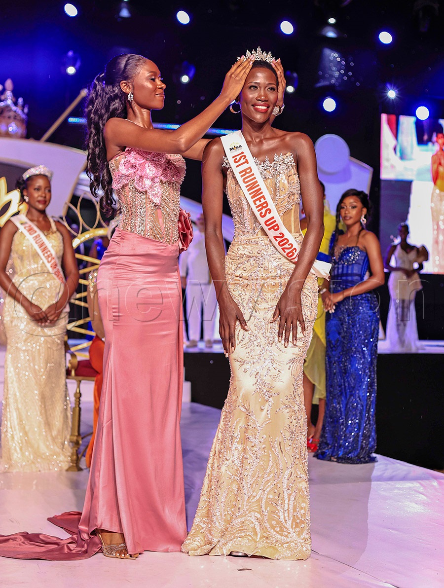 Nakato Bridget Prudence receives her crown as first runner-up of Miss Uganda 2026&ndash;2027. Photo by Ignatius Kamya