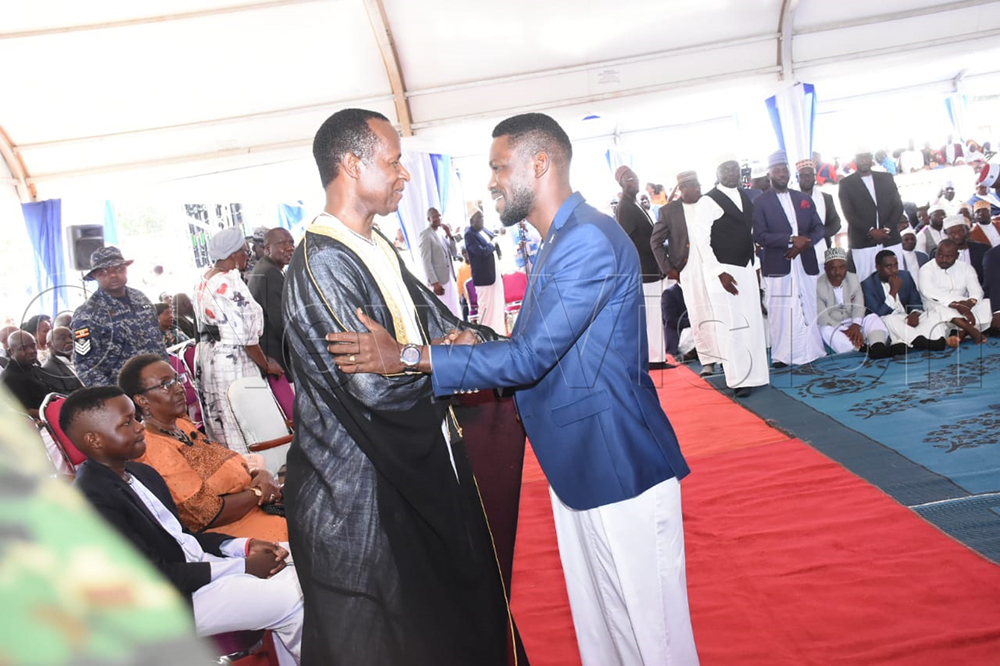 Prince David Kintu Wasajja with NUP party president Robert Kyagulanyi aka Bobi Wine.